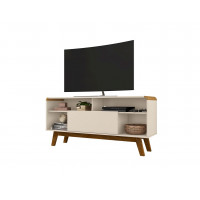Manhattan Comfort 245BMC12 Camberly 53.54 TV Stand with 5 Shelves in Off White and Cinnamon